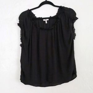 Joie black cap sleeve silk blouse size medium      A2